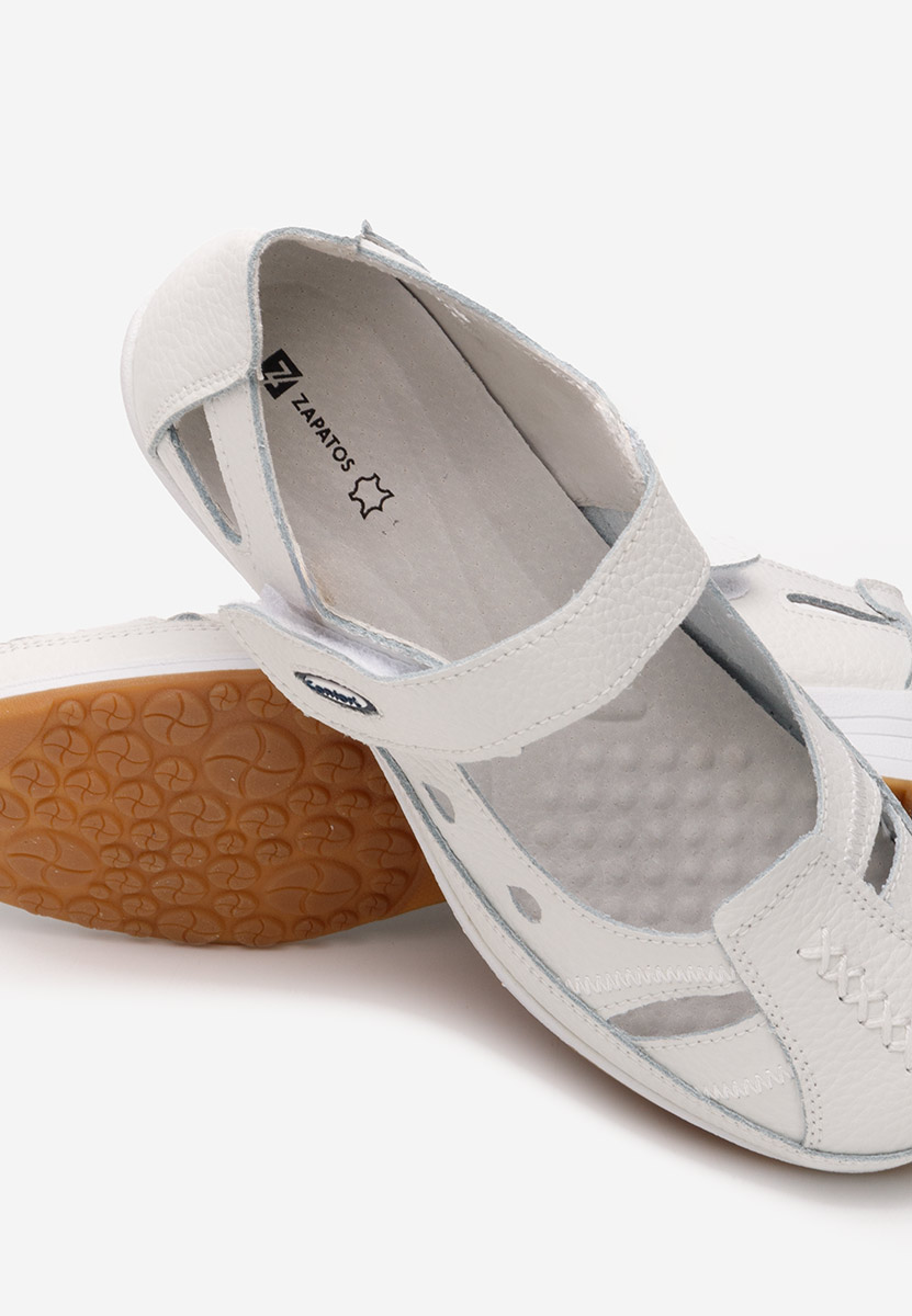 Biele kožené balerínky Deby