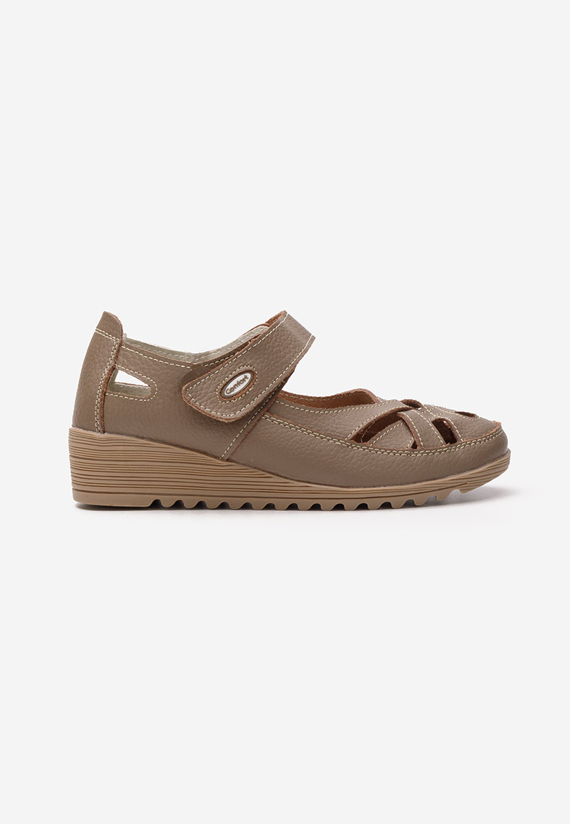 Khaki kožené balerínky Simisa