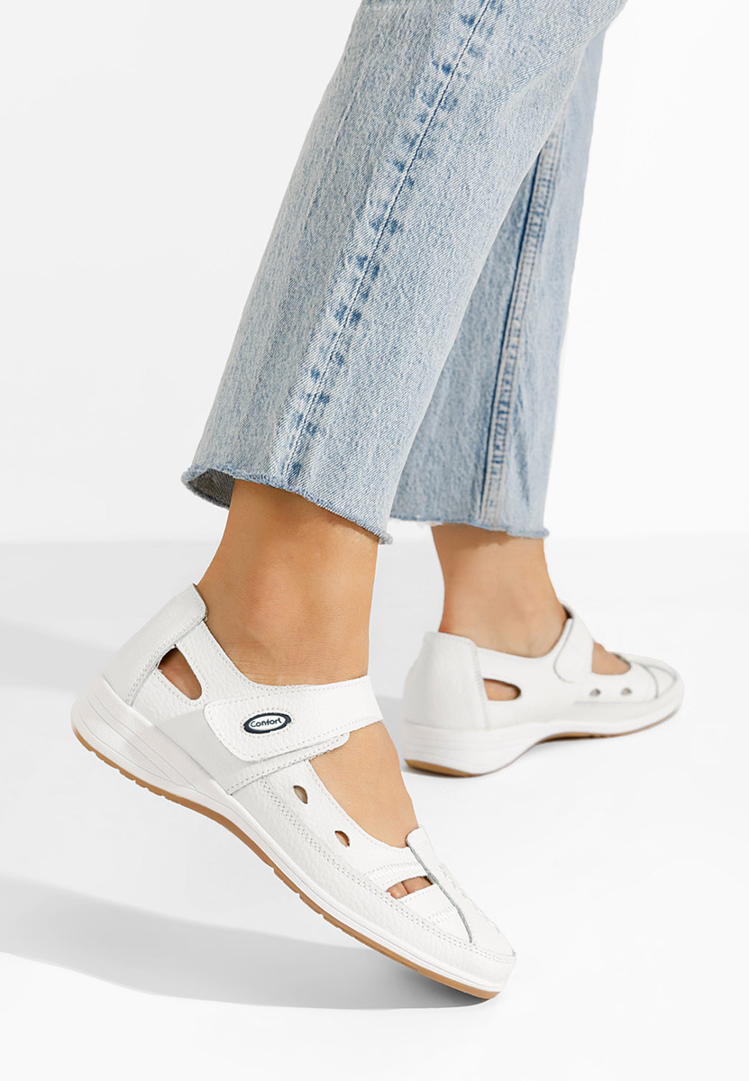 Biele kožené balerínky Deby