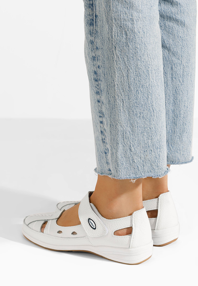 Biele kožené balerínky Deby