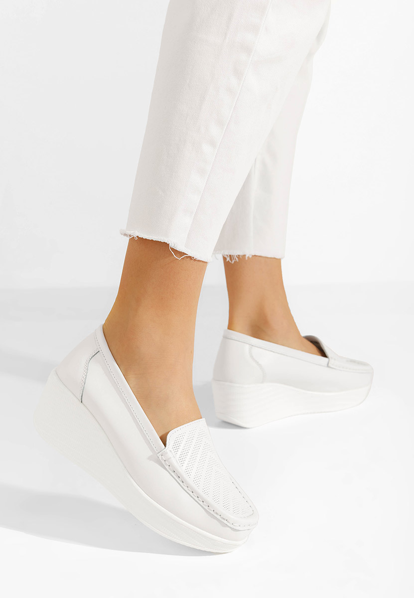 Biele kožené mokasíny dámske Tangelo