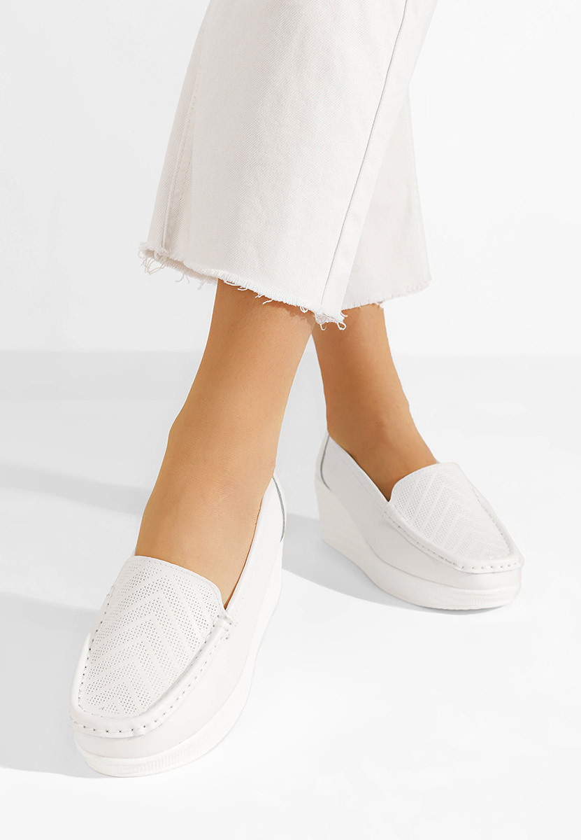 Biele kožené mokasíny dámske Tangelo