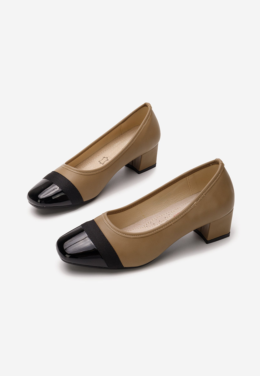 Khaki lodičky na nízkom opätku Selea Khaki lodičky na nízkom opätku Selea