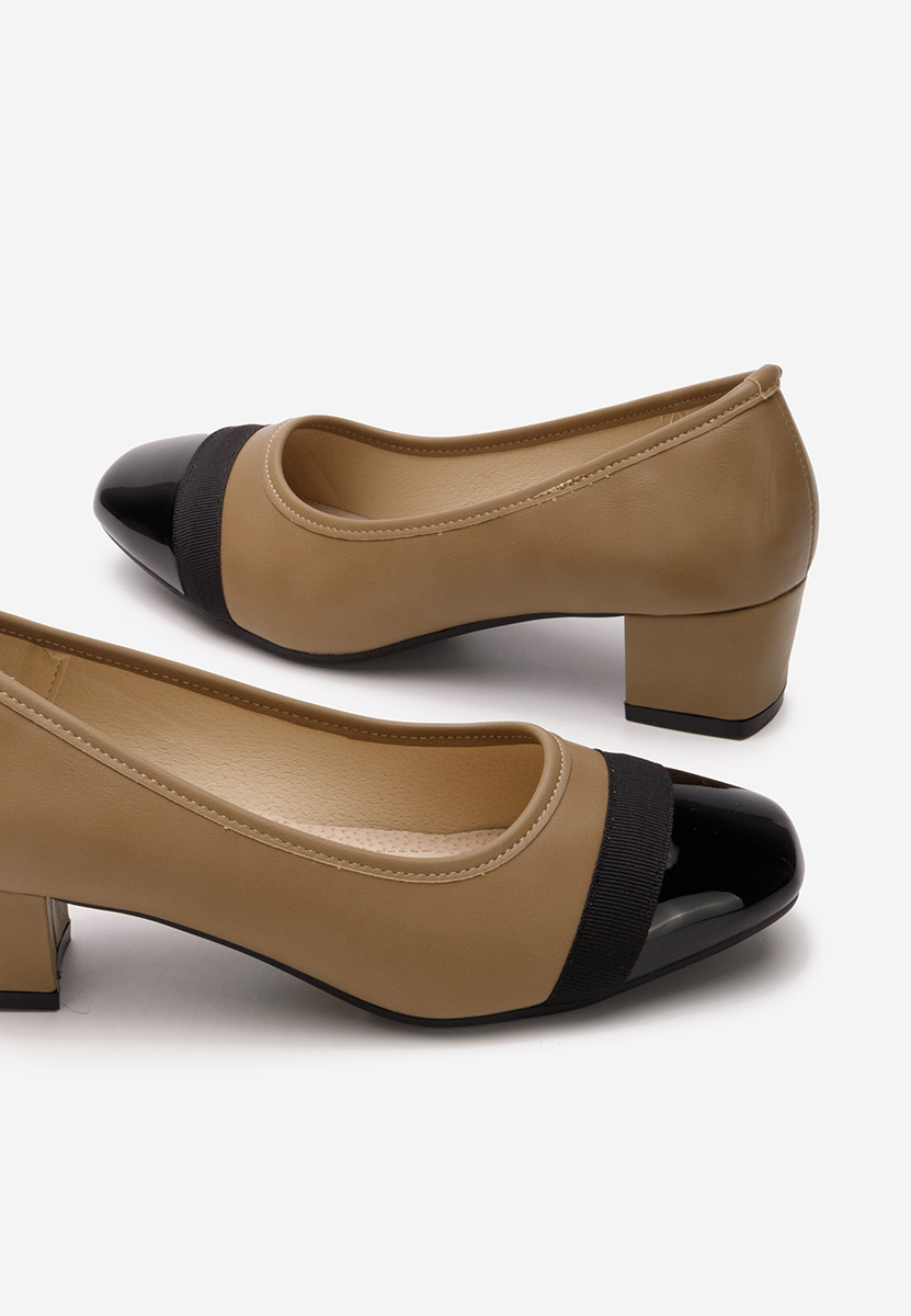 Khaki lodičky na nízkom opätku Selea Khaki lodičky na nízkom opätku Selea