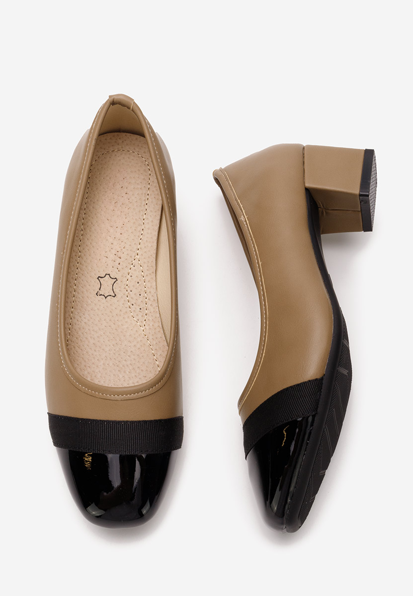 Khaki lodičky na nízkom opätku Selea Khaki lodičky na nízkom opätku Selea