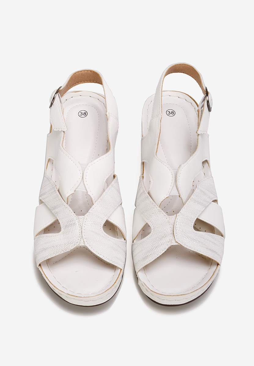 Biele sandále na klinovom podpätku Bocaina