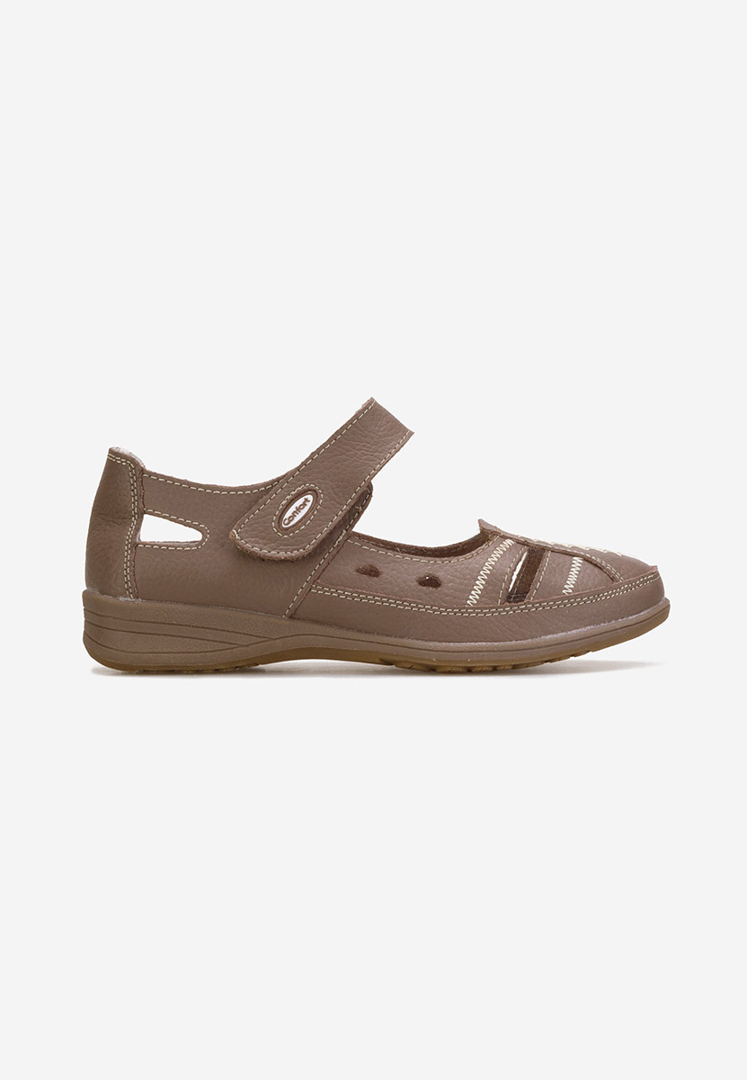 Khaki kožené balerínky Deby