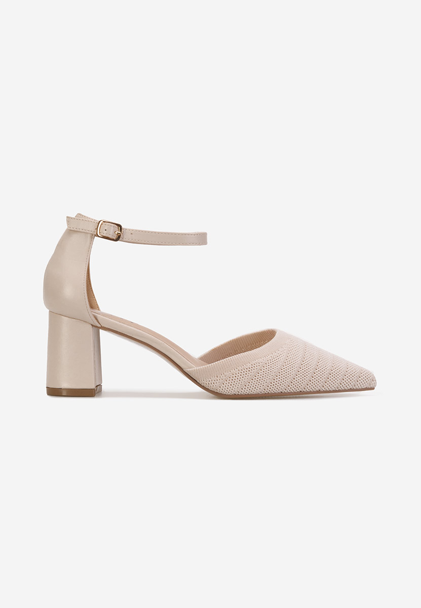 Béžové lodičky na hrubom opätku Silvena