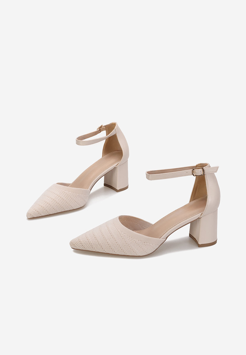 Béžové lodičky na hrubom opätku Silvena