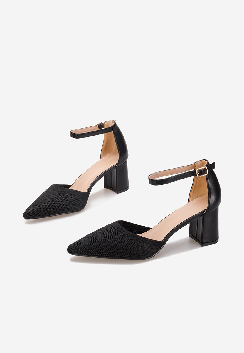 Čierne lodičky na hrubom opätku Silvena