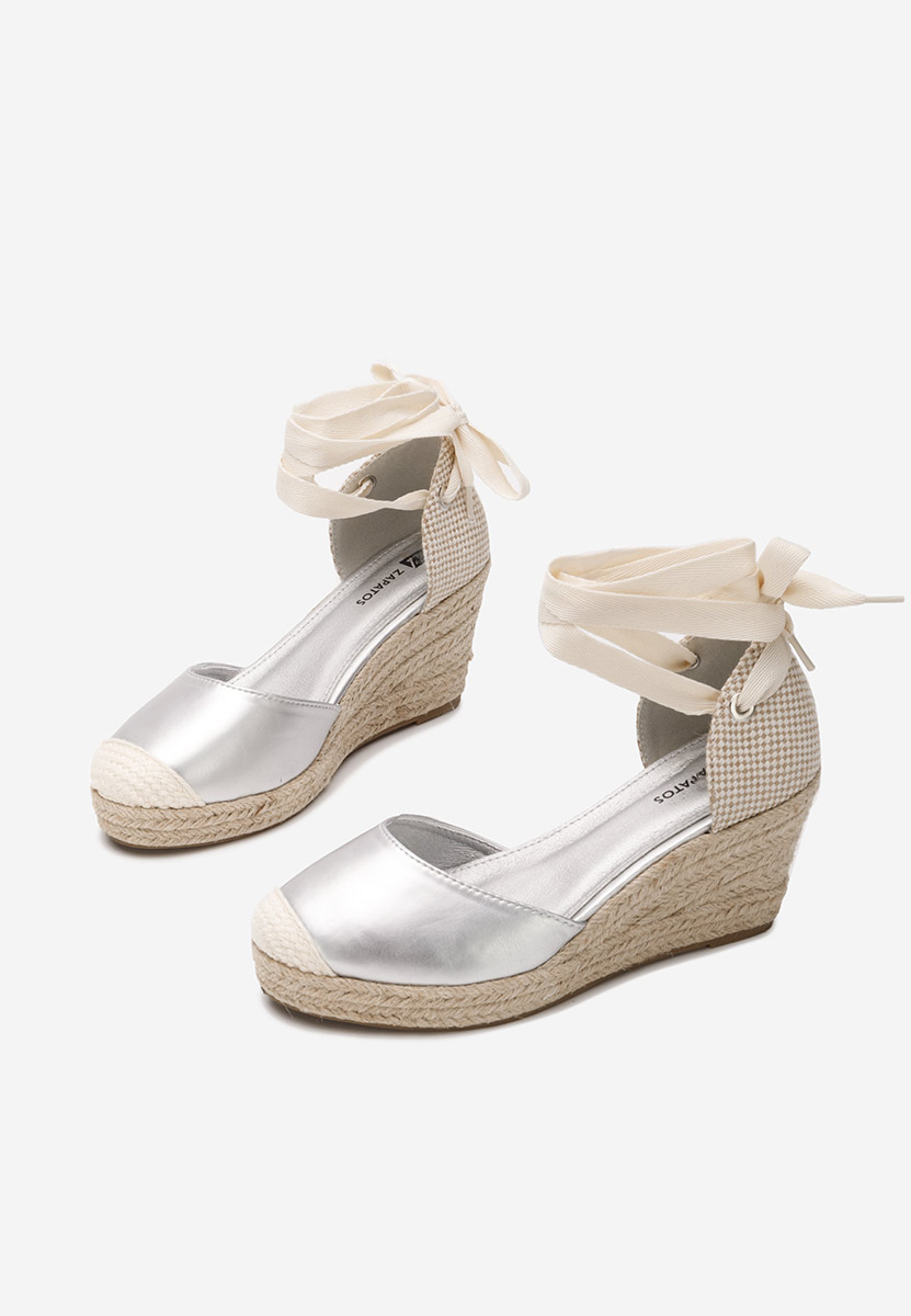 Strieborné espadrilky na platforme sandale Vilena