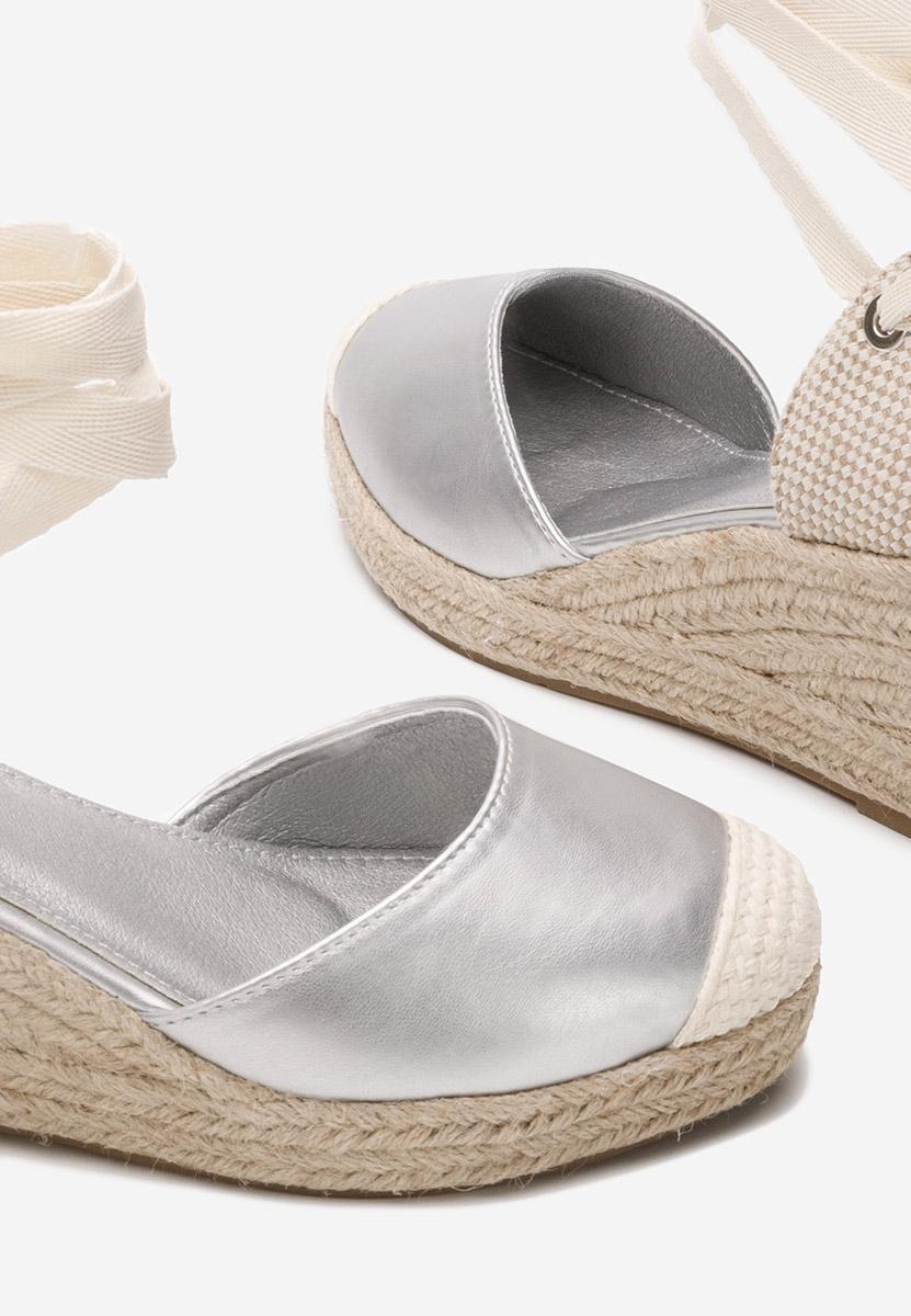 Strieborné espadrilky na platforme sandale Vilena