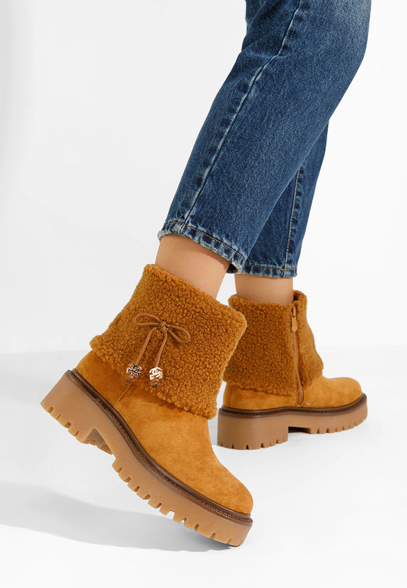 Camelové členkové čižmy Sheina