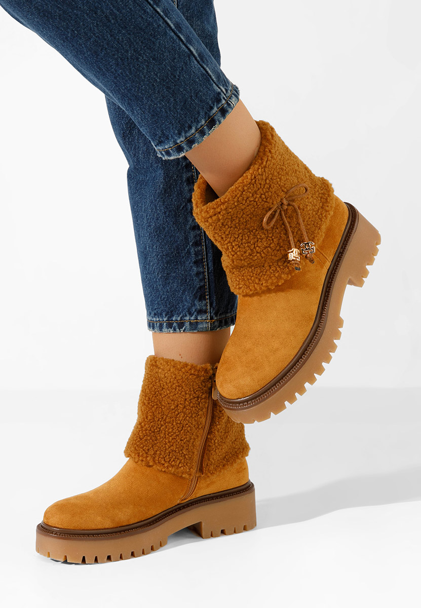 Camelové členkové čižmy Sheina