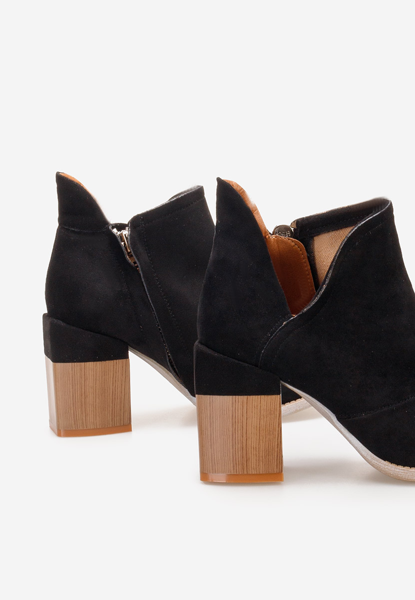 Čierne členkové čižmy na hrubom podpätku Condesa