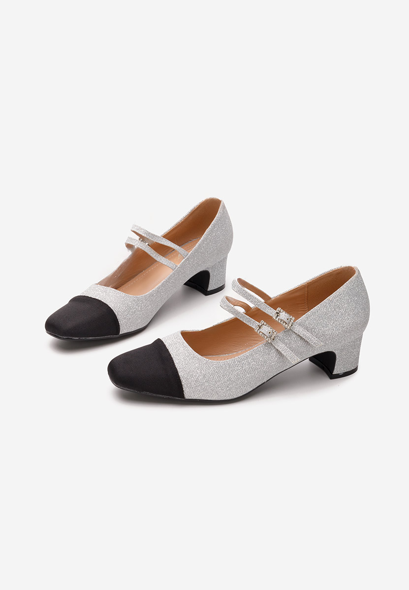 Strieborné lodičky na hrubom opätku Nakira