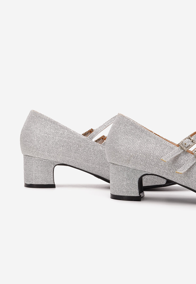 Strieborné lodičky na hrubom opätku Nakira