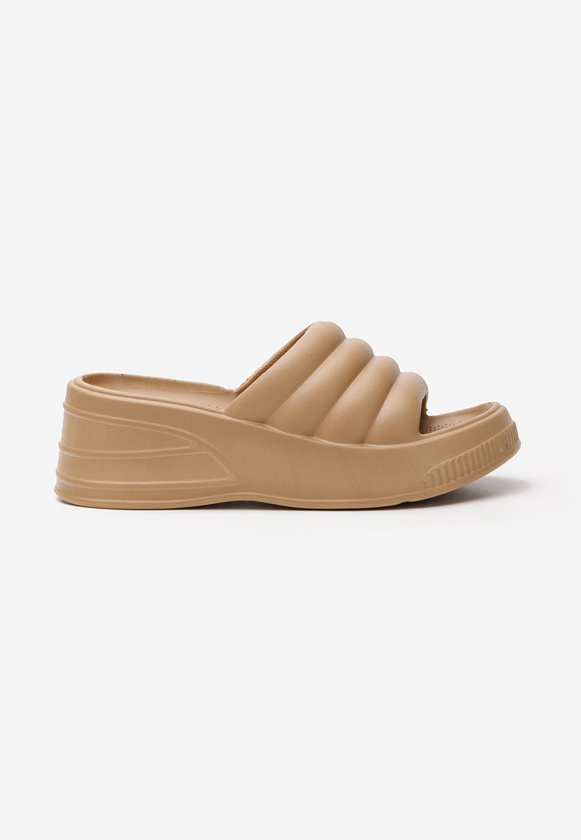 Khaki šlapky na platforme Etana