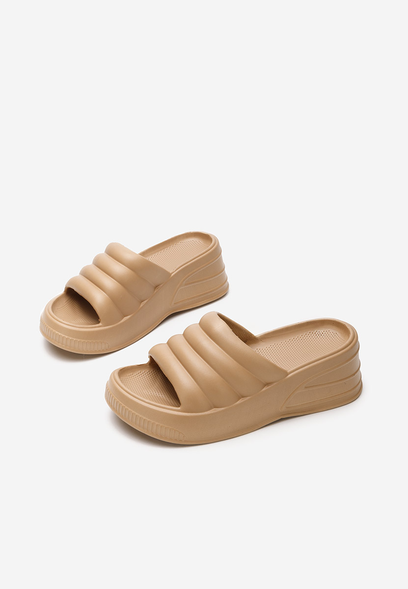 Khaki šlapky na platforme Etana
