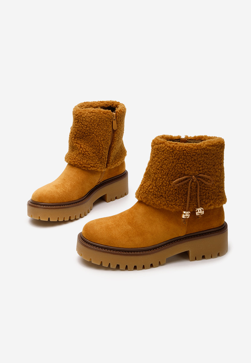 Camelové členkové čižmy Sheina