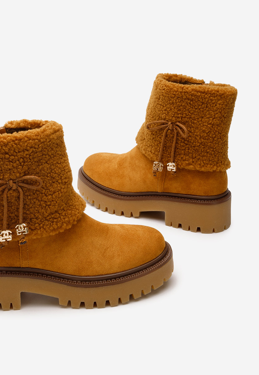 Camelové členkové čižmy Sheina