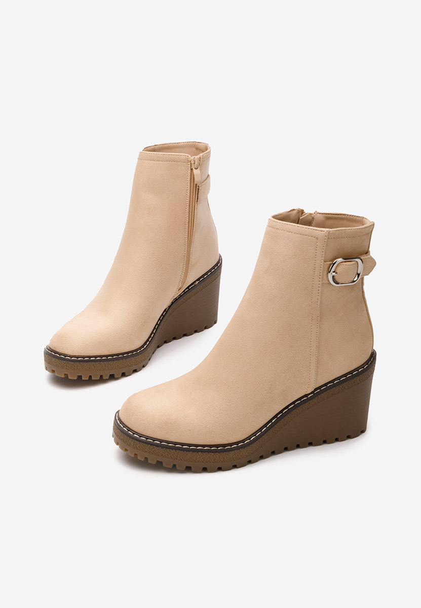 Béžové kotníkové čižmy na platforme Chetana