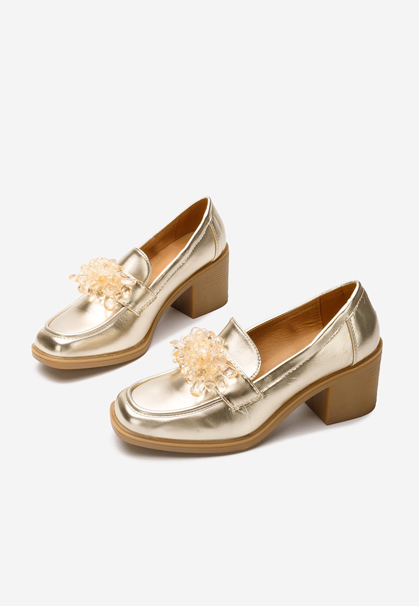 Zlaté mokasíny na opätku Ermela