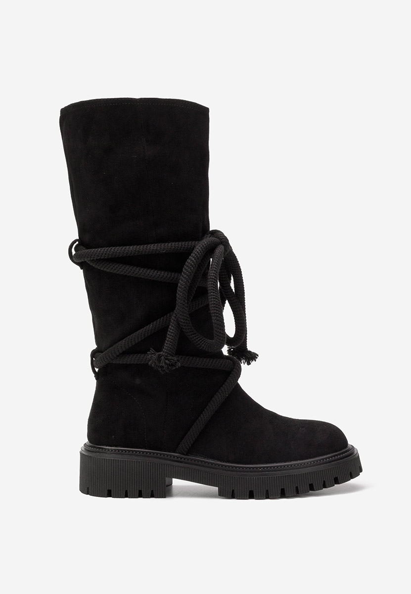 Čierne dámske čižmy bez podpätku Iekna