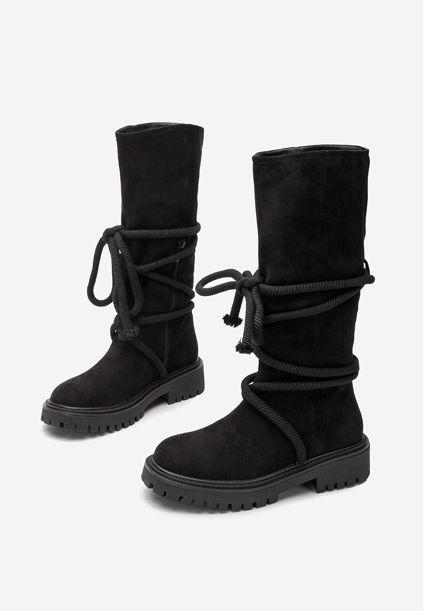 Čierne dámske čižmy bez podpätku Iekna