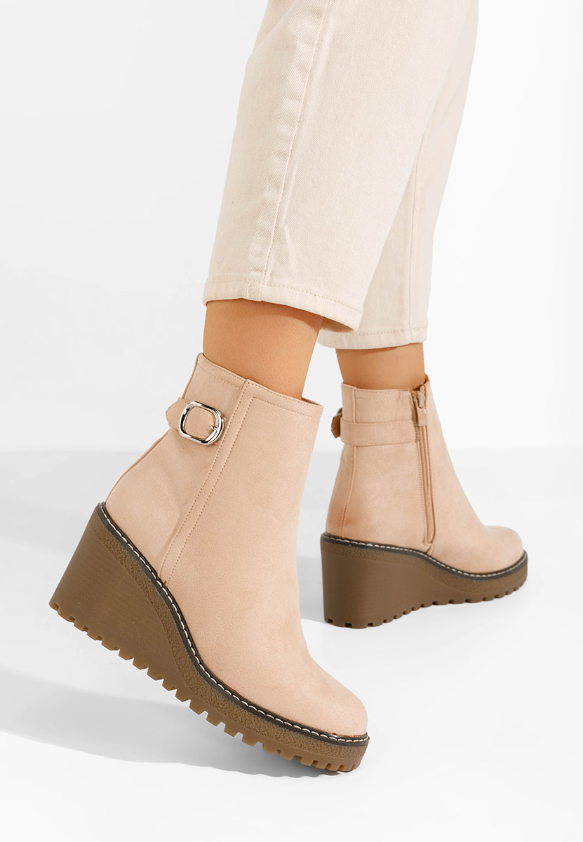 Béžové kotníkové čižmy na platforme Chetana