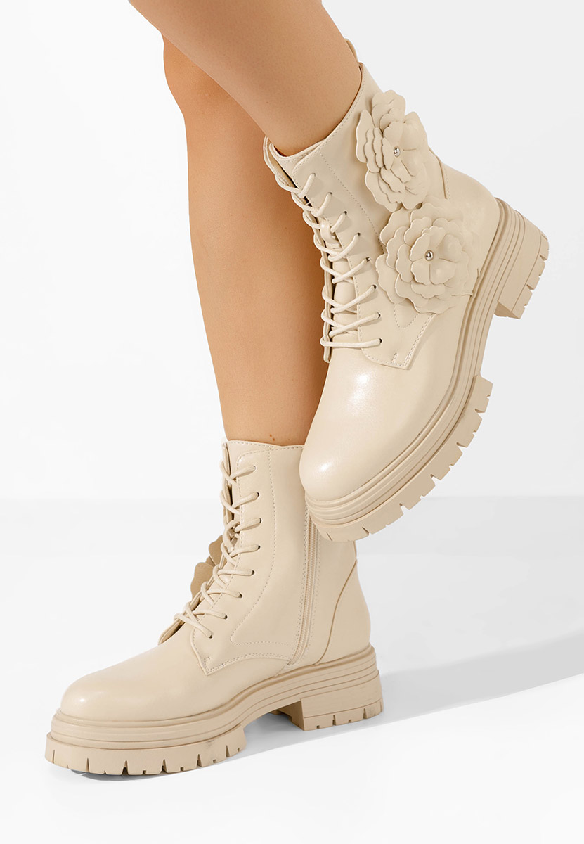 Béžové členkové čižmy na platforme Penda