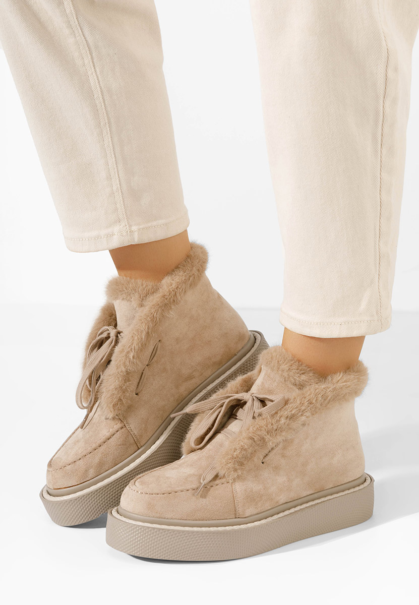 Béžové dámske zimné členkové čižmy Hazey