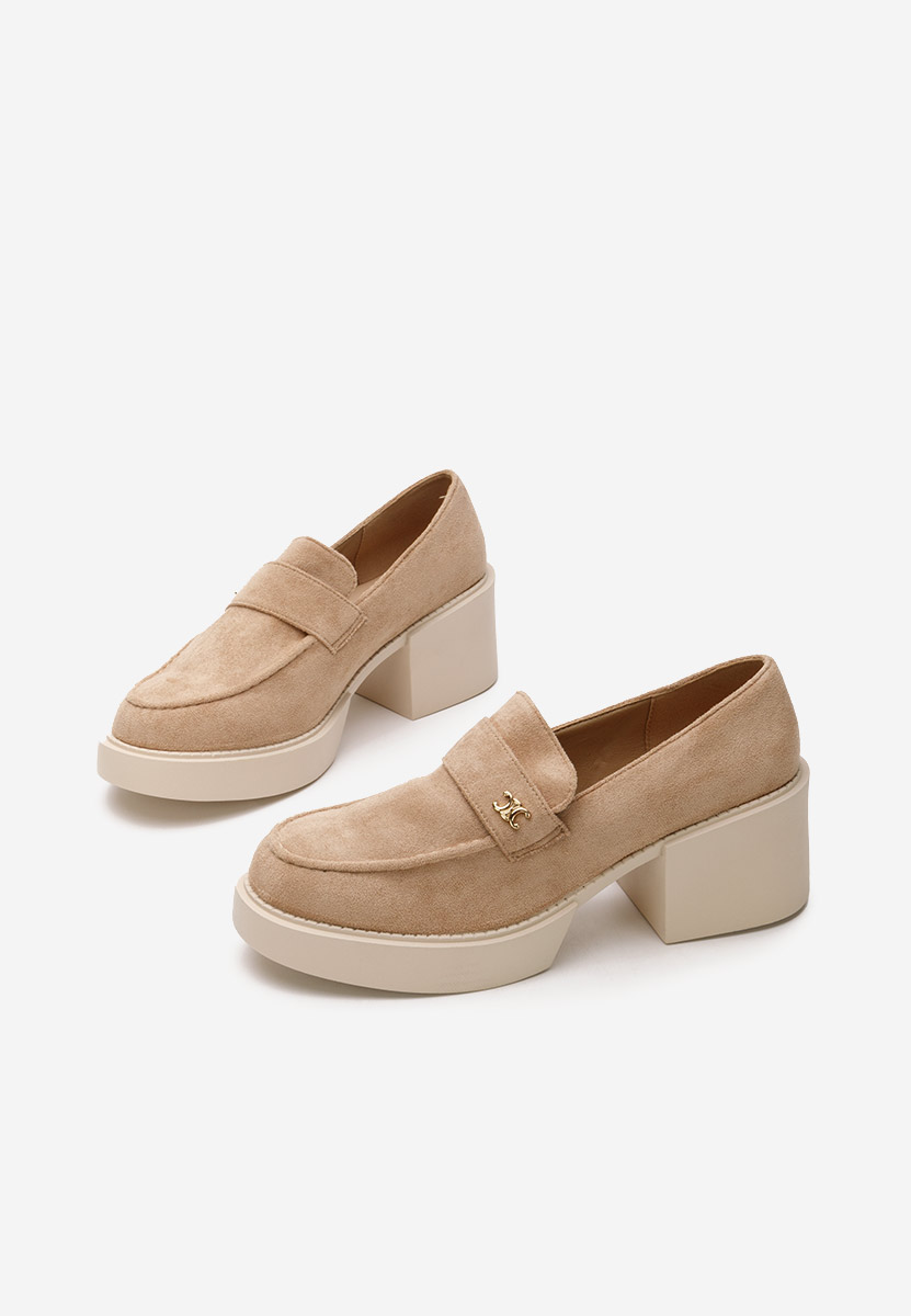Khaki mokasíny na opätku Kerena