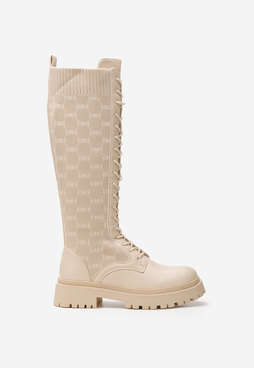 Béžové šnurovacie čižmy Martosa