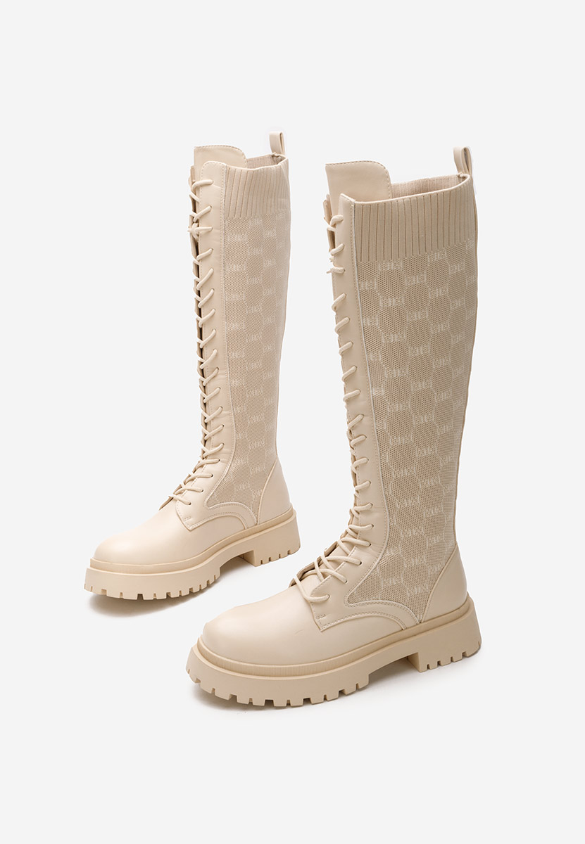 Béžové šnurovacie čižmy Martosa