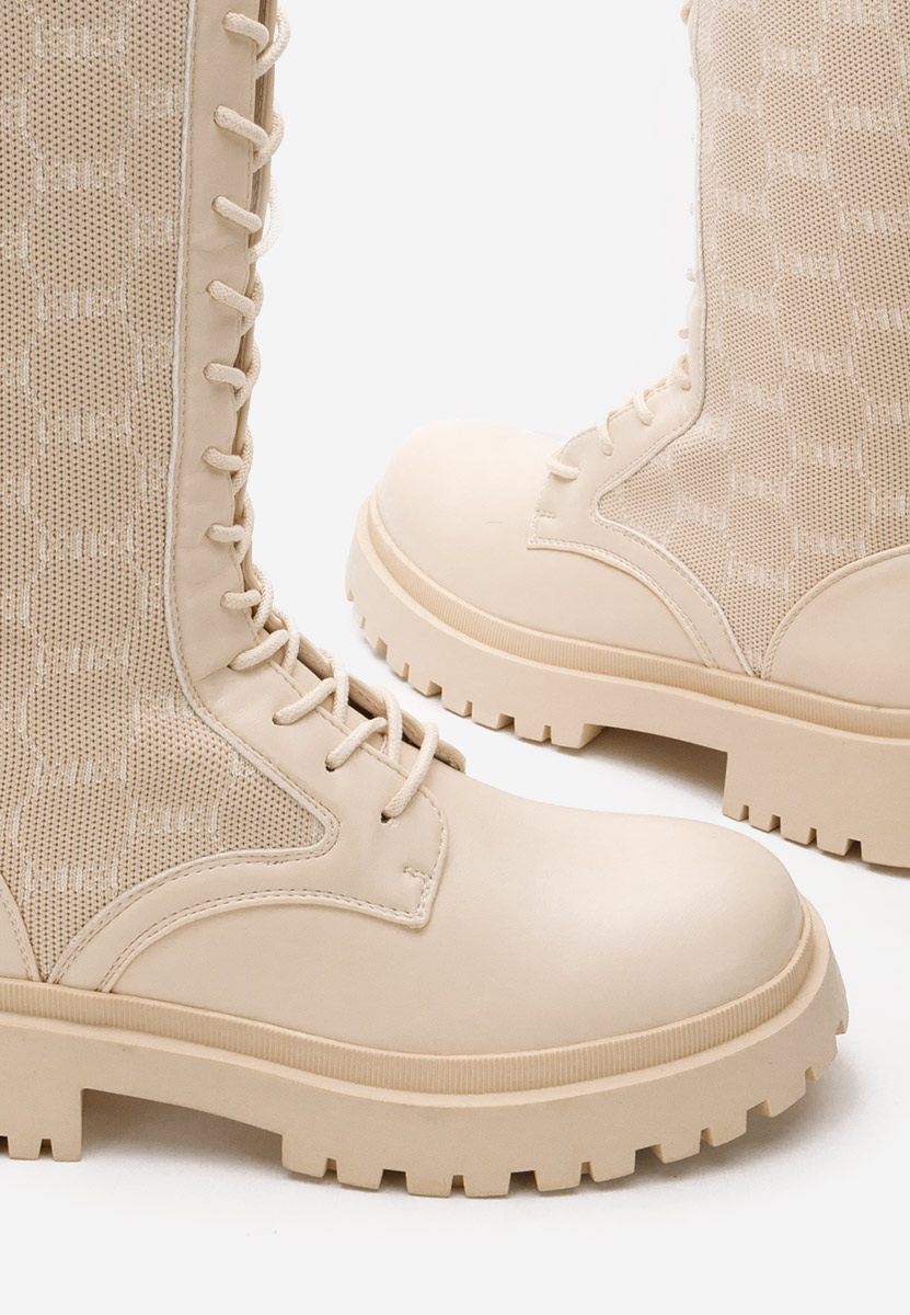 Béžové šnurovacie čižmy Martosa