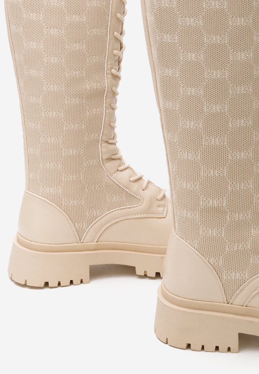 Béžové šnurovacie čižmy Martosa