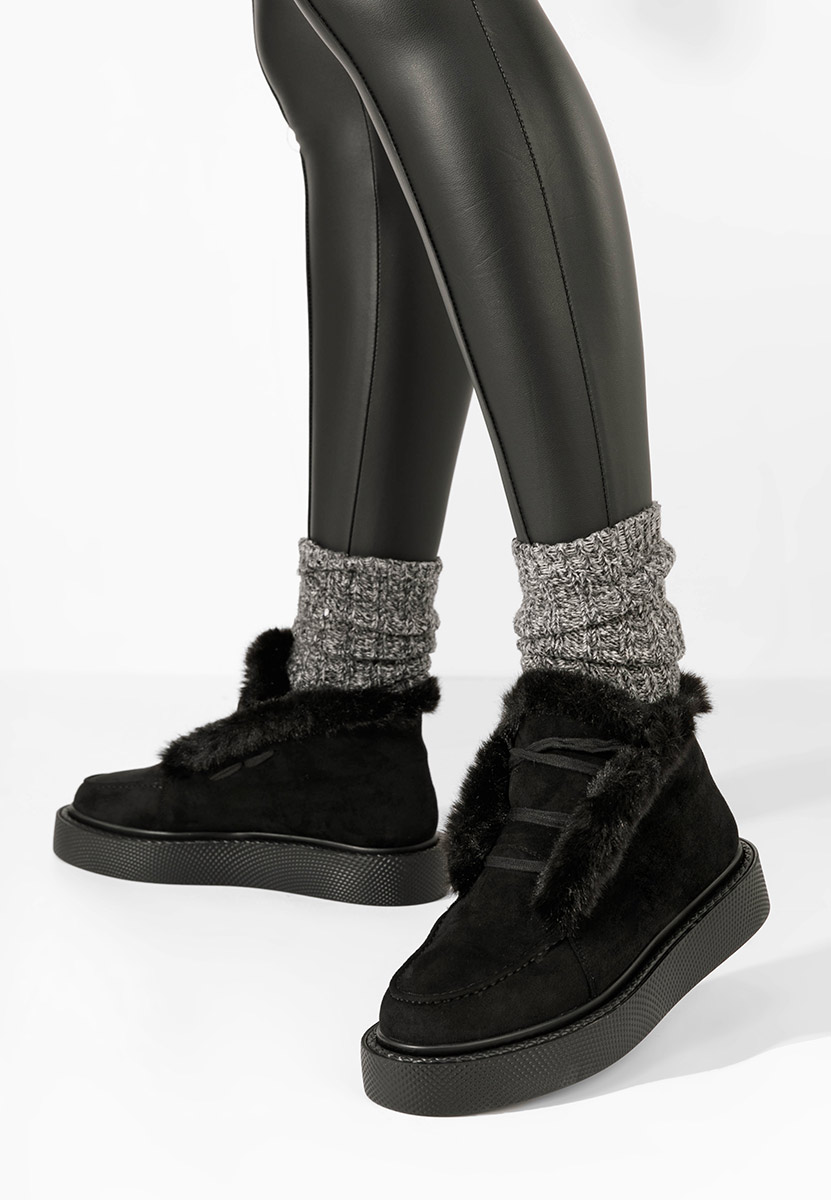 Čierne dámske zimné členkové čižmy Hazey
