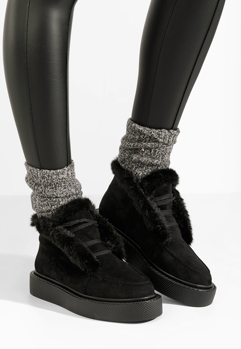 Čierne dámske zimné členkové čižmy Hazey
