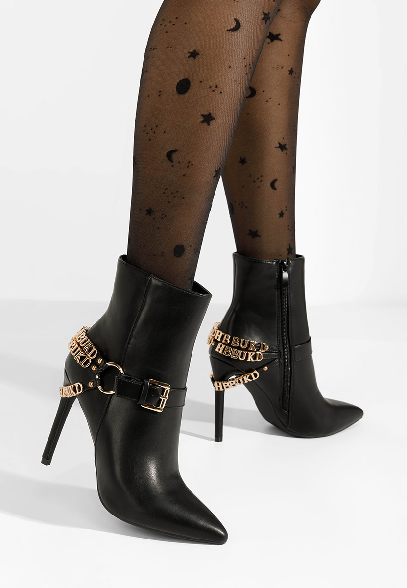 Čierne členkové čižmy na tenkom podpätku Verena