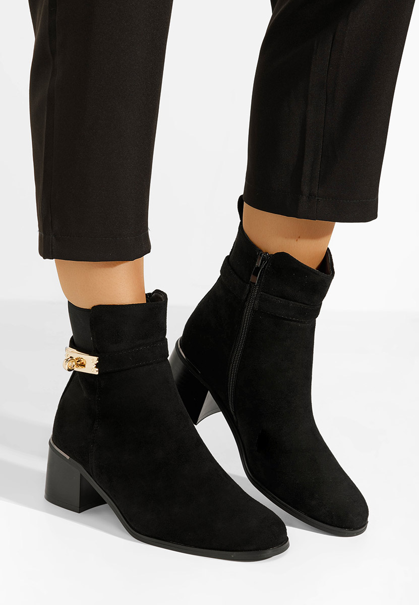 Čierne členkové čižmy na hrubom podpätku Jessica