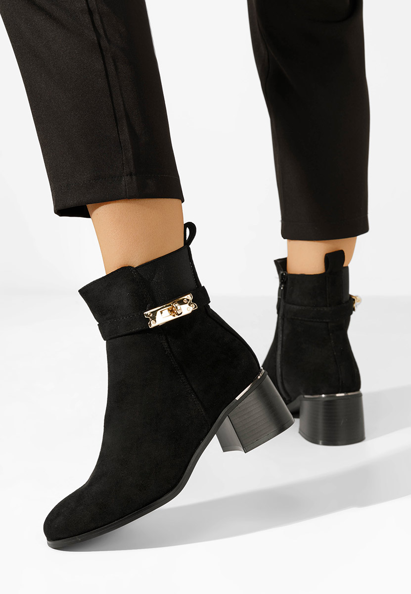 Čierne členkové čižmy na hrubom podpätku Jessica