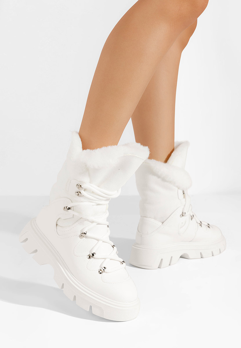 Biele dámske zimné členkové čižmy Celima