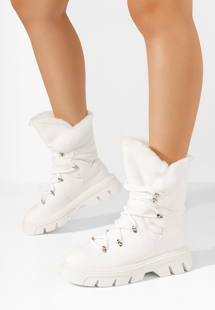 Biele dámske zimné členkové čižmy Celima