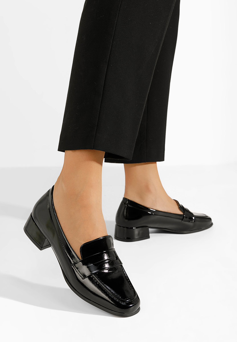 Čierne dámske mokasíny na opätku Kirada