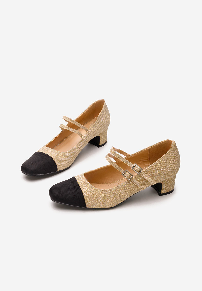 Zlaté lodičky na nízkom opätku Nakira