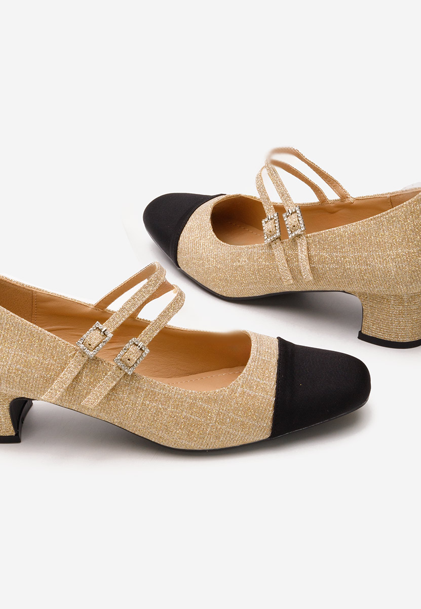 Zlaté lodičky na nízkom opätku Nakira