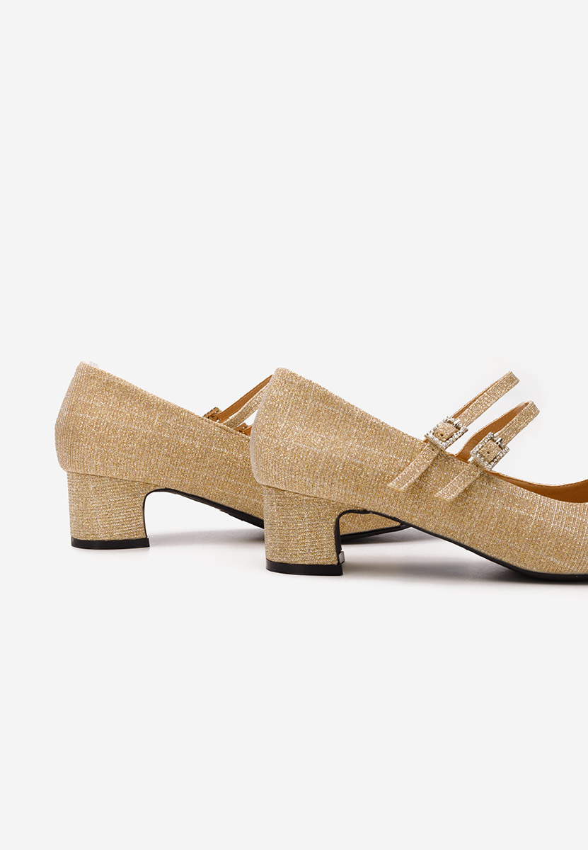 Zlaté lodičky na nízkom opätku Nakira