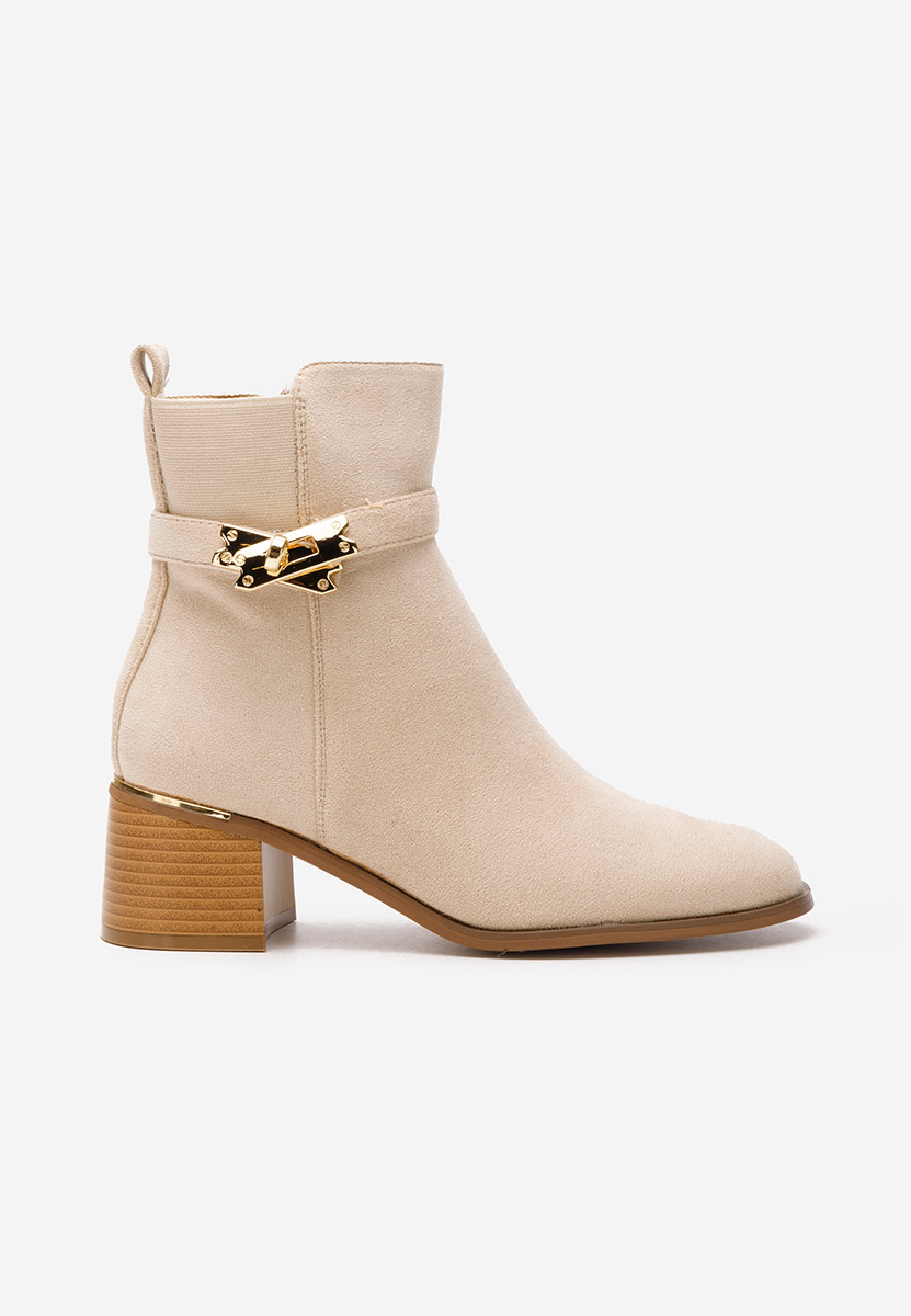 Béžové členkové čižmy na hrubom podpätku Jessica