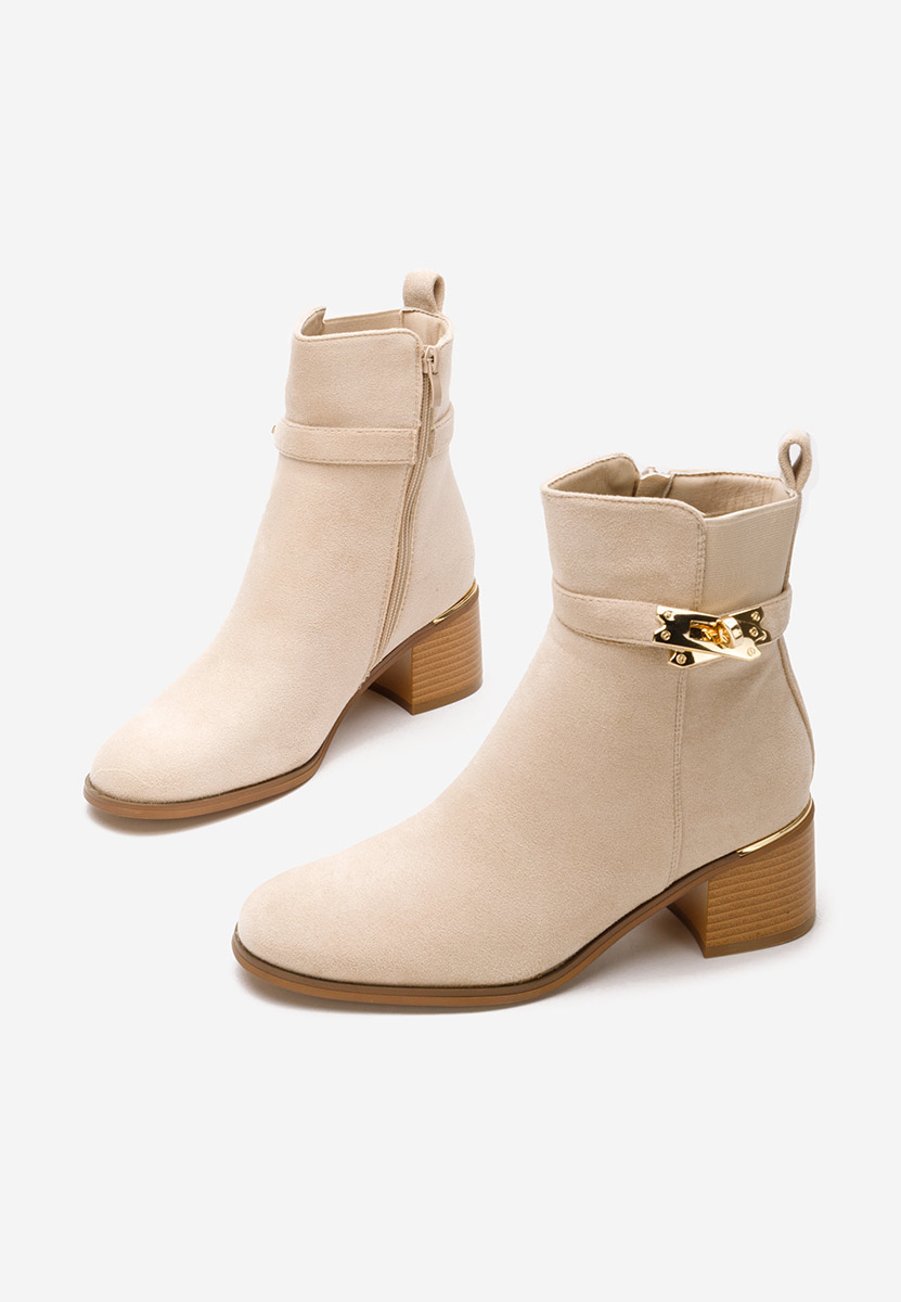 Béžové členkové čižmy na hrubom podpätku Jessica